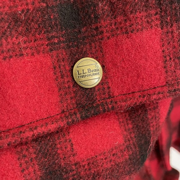 VTG Mens LL BEAN FULL ZIP WOOL NYLON Insulated Jacket Coat 2XL Red Plaid Hunting - Picture 4 of 8
